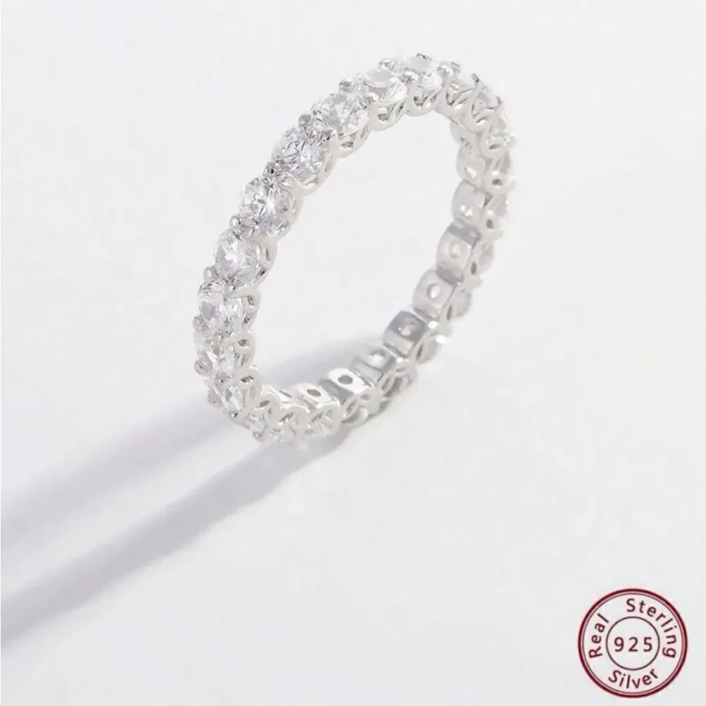Silver CZ Eternity Band Ring 7